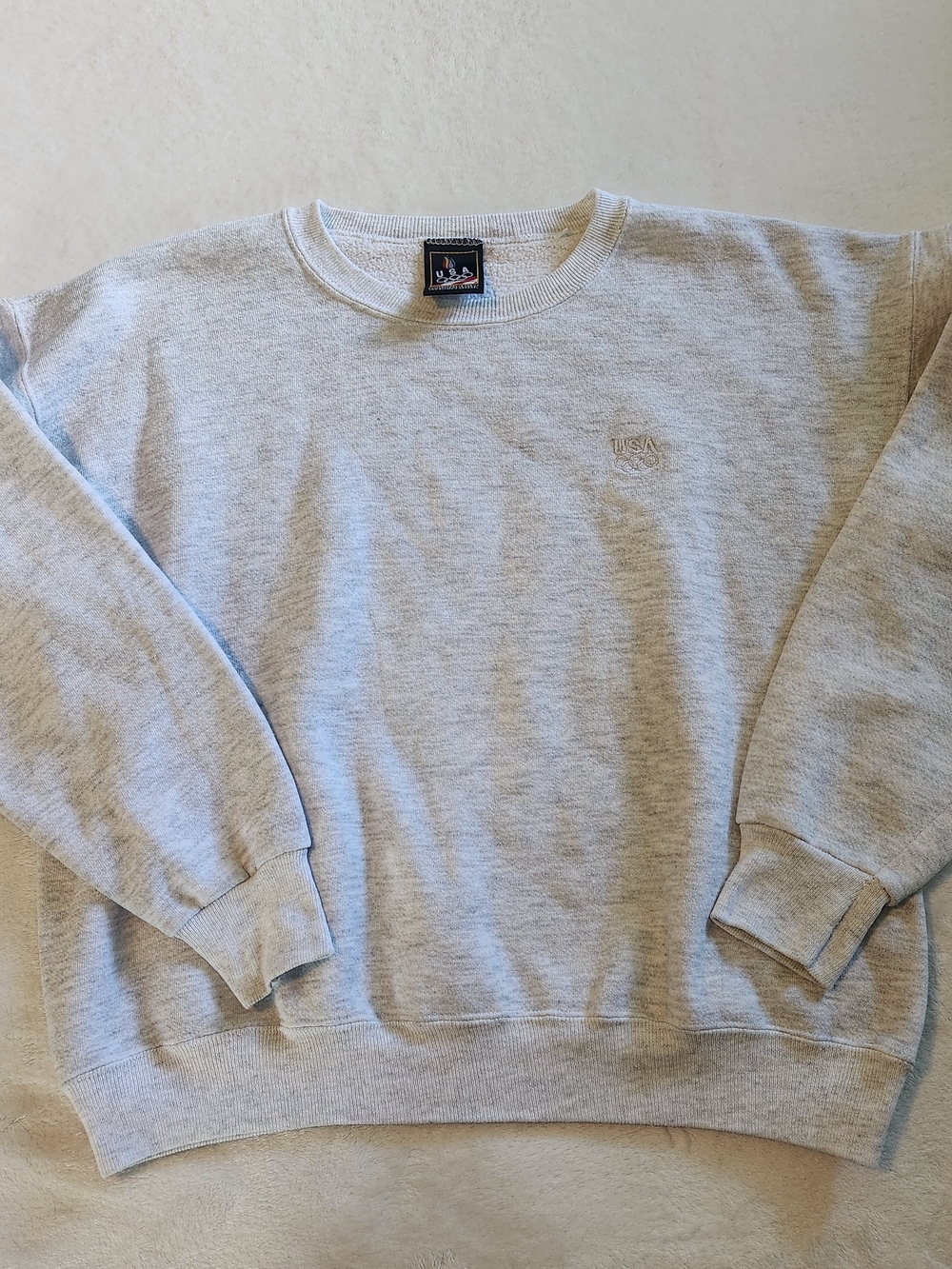 VTG USA Olympics Heather Grey Crewneck Sweatshirt Large Made In USA No Flaws